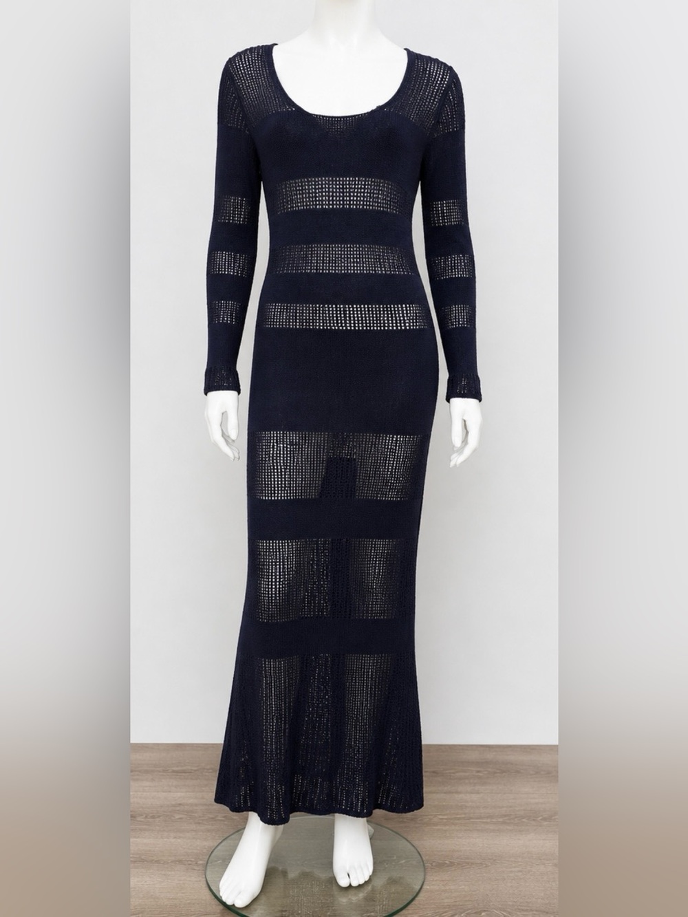 KSUBI KNIT BODYCON LONG MAXI PULL ON BODY SLIMMING MESH DRESS L